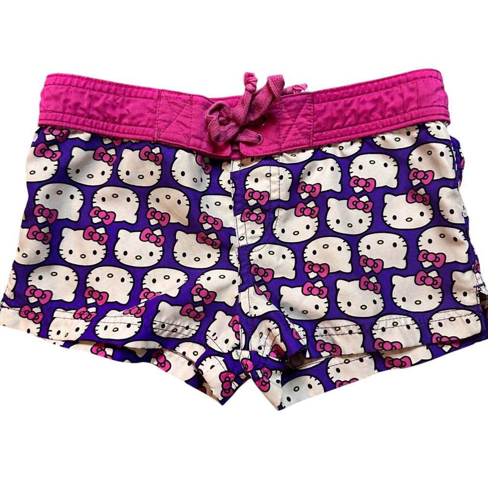 Hello Kitty Sanrio Board Shorts Printed Pink Purple‎ Polyester Youth XS
